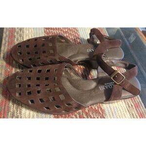 Cordani Heel Sandals Womens 42 US 10.5 Adjustable Strap Italy‎ Brown Suede